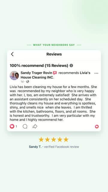 Client review for Livia's House Cleaning